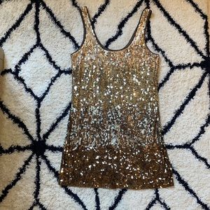 Express, gold sequined mini-dress